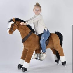 Ufree Large Mechanical Rocking Horse Toy, Ride on Bounce up and Down and Move, 44 inch for Children 6 to Adult (Black Mane and Tail) MSRP $389