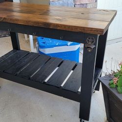 Fathers Day 48" Rolling Island Preparation Table , Rustic 