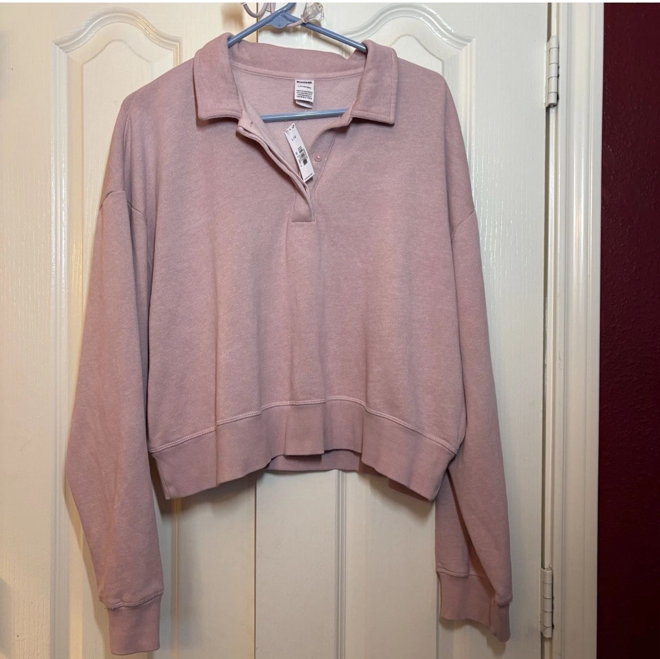 PINK Victoria’s Secret Quarter Zip Pink Woman’s Large Sweatshirt Pullover NWT