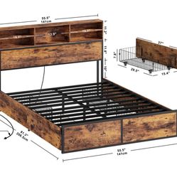 Bedroom Size Full Bed With 4 Storage On Side With LED And Charging Bracket Comes With Matures And 8 Door Drawer  