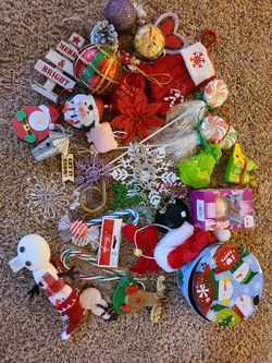 Bag of Christmas extras. Ornaments etc