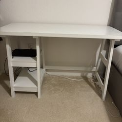 White Desk With 2 Shelves 