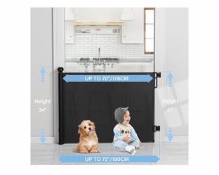 PRObebi Retractable Baby & Dog Gate - Extends To 72" Wide, 34" Tall