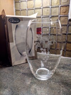 Vintage Gibson Etched Glass Vase