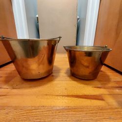 2 Antique Brass Buckets