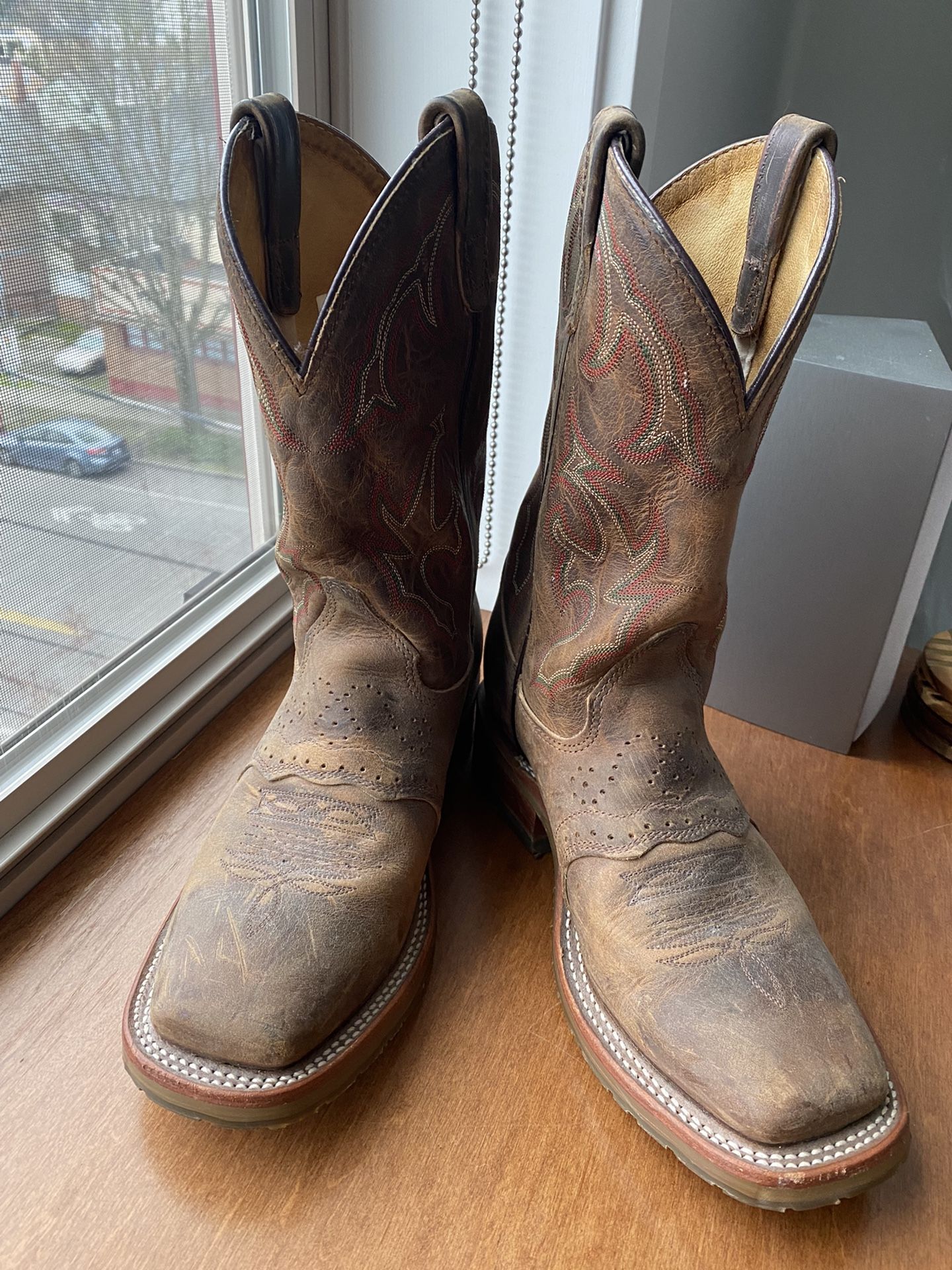 Double H Men's Old Town Folklore Brown Wide Square Toe Western Boots