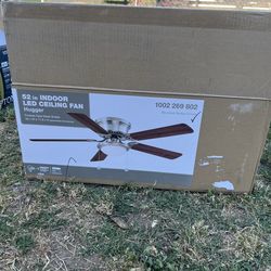 Hampton Bay Hugger 52 in. LED Indoor Brushed Nickel Ceiling Fan with Light Kit