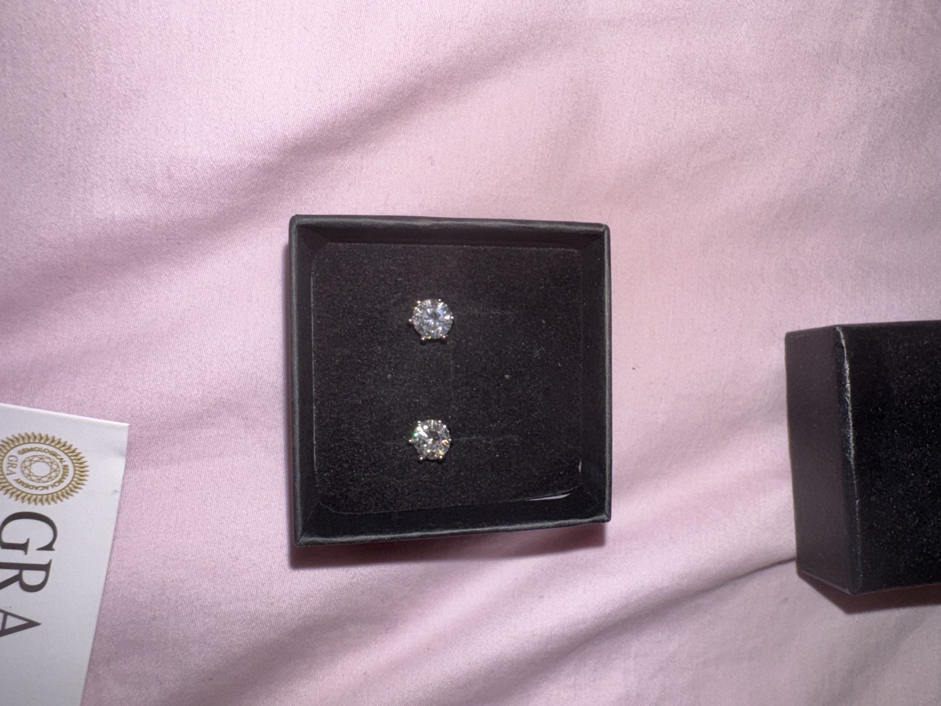 Gorgeous 1 Ct. Each Brilliant Cut Moissanite Earrings, GRA certified