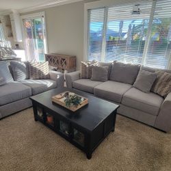 Grey Parker Sofa & Loveseat From LIVING SPACES – Must Go! 
