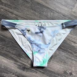 Aeropostale Bikini Bottom SZ S Blue-Green Tie-Dye Strappy Hipster Bottom