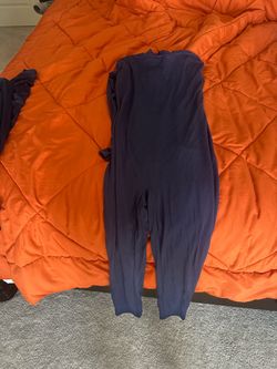 Navy Blue and Grey Long Sleeve Jumpsuit