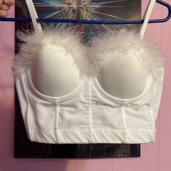 White Corset Fluffy Top