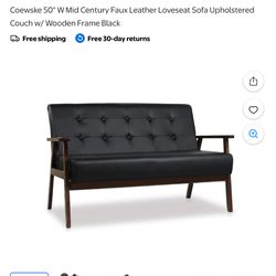 Mid Century Loveseat Sofa – Faux Leather – $40 – City of Industry Pickup