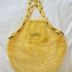 BENNY  Cotton Mesh. Expandable net shopping tote with branded handles