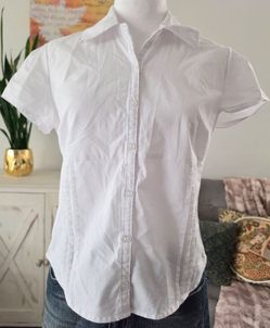 Hollister White Short Sleeve Button-Up Shirt