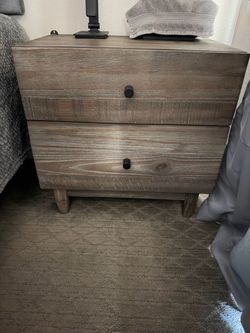 Living Spaces: 1 Dresser and 2-Drawer Wood Nightstand Rustic Gray