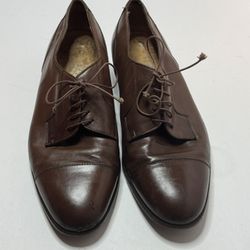 Salvatore Ferragamo Brown Leather Cap Toe Oxford Dress Shoes Size 8.5 D 