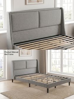 Open Box But Brand New - King Size Heather Gray Bed Frame (Similar Style)