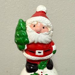 Vintage Collectable Gold Trim Porcelain Christmas Santa Decoration Bell