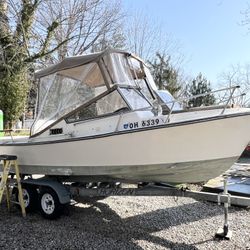 Shamrock 20’ Fishing Boat - Walk-Thru - Inboard - Keel Drive - Galvanized Trailer