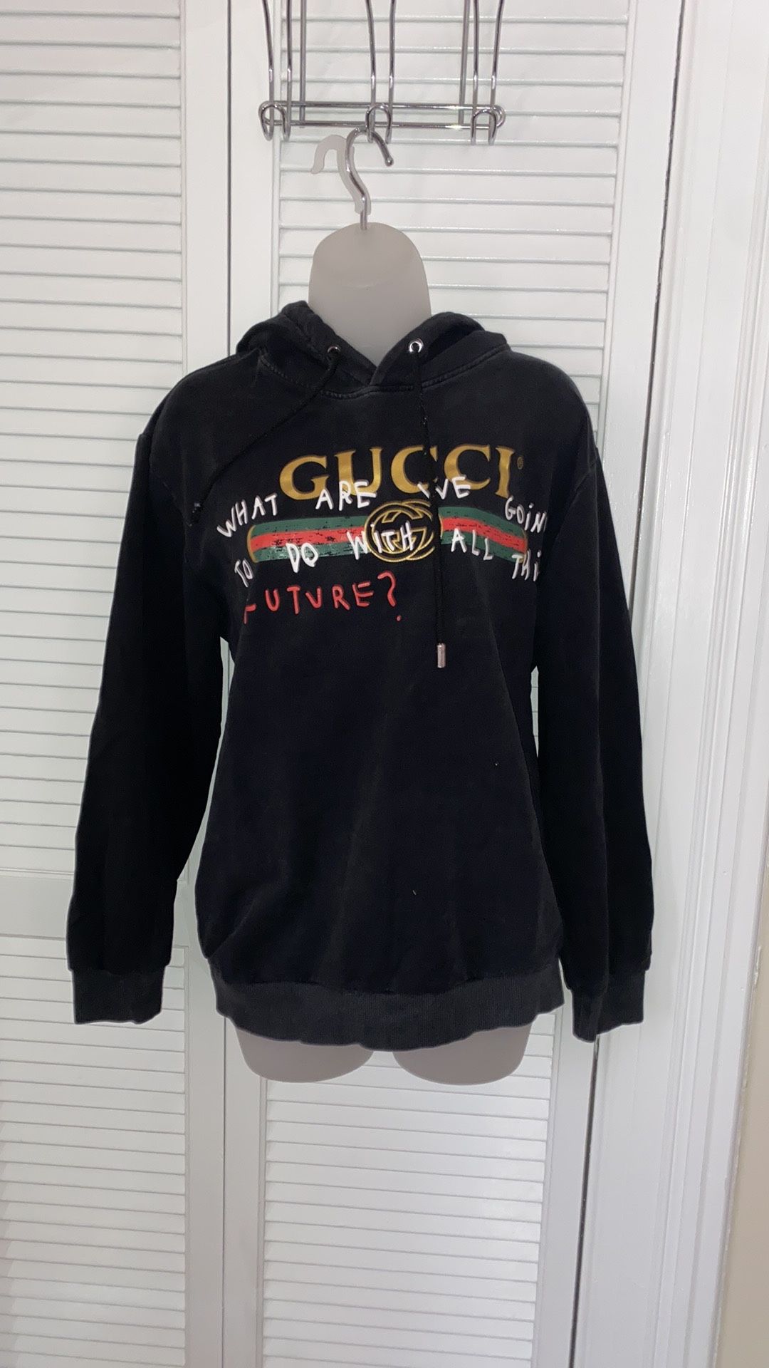 Gucci Unisex Black hoodie “what Are We Going To Do With All This Future” Sweatshirt