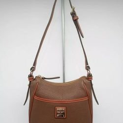 Dooney & Bourke Designer Margot Brown Pebble Leather Small Hobo Handbag Purse Crossbody