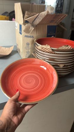 Bowls, large salmon set of 12