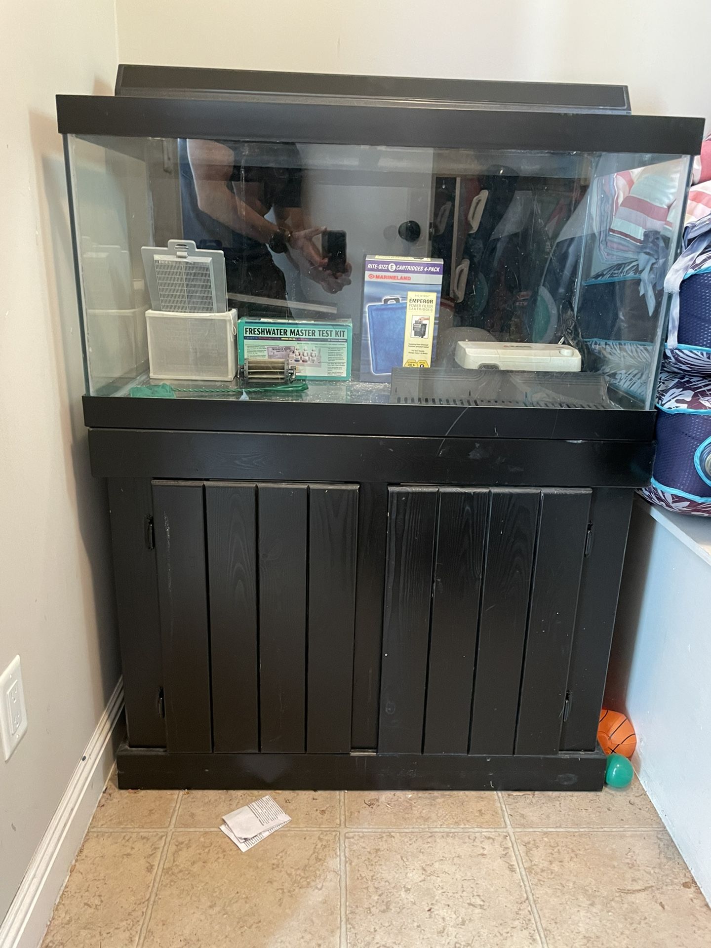 Complete 50 Gallon Fish Tank with stand, filters, lights, heater…