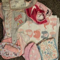 Baby Girl Bibs/ Blanket/Swaddles