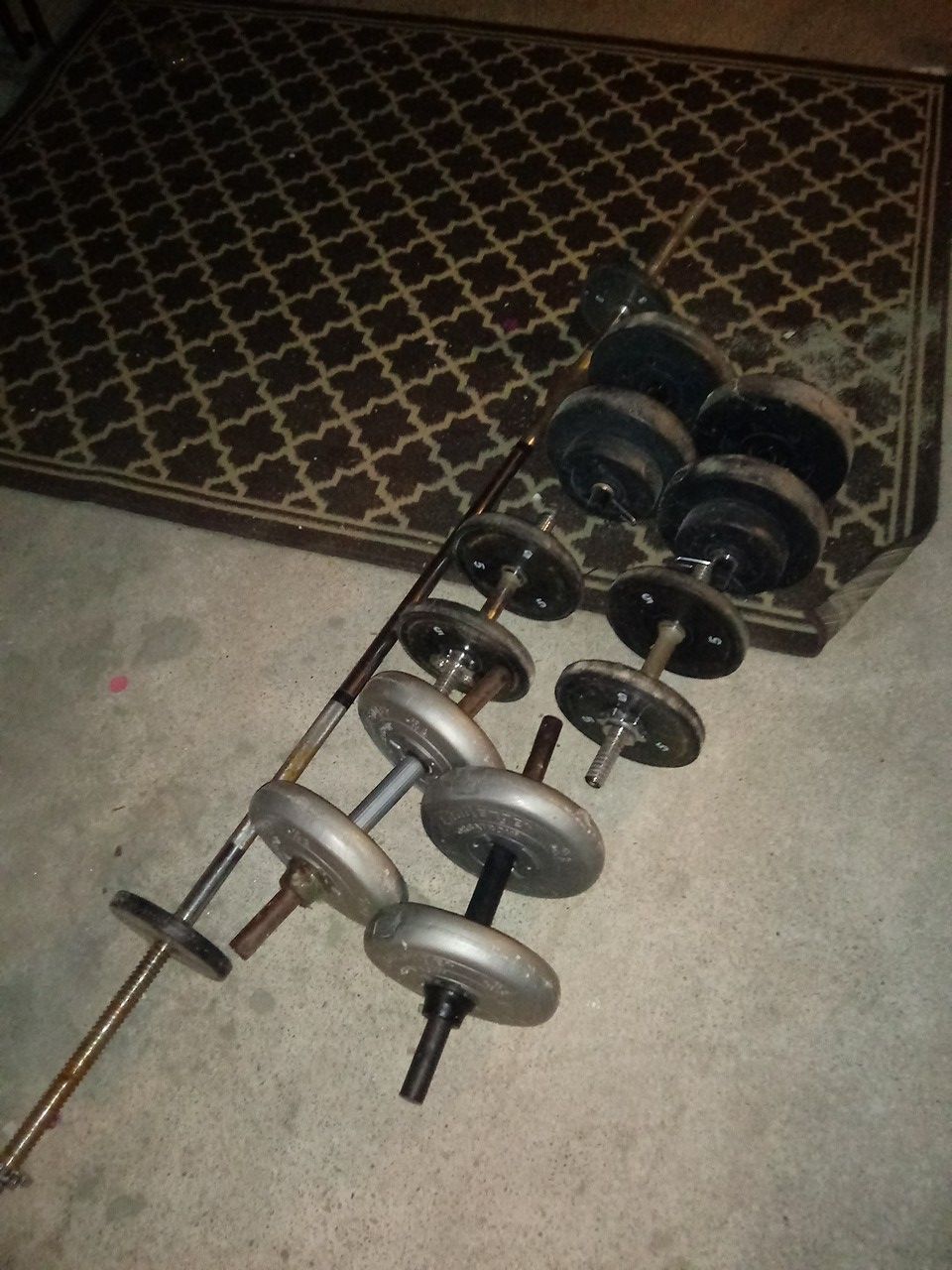 Weight set exercise equipment