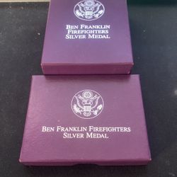 US Mint Ben Franklin Firefighters Silver Medals
