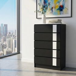 5 Drawer Black Chest 
