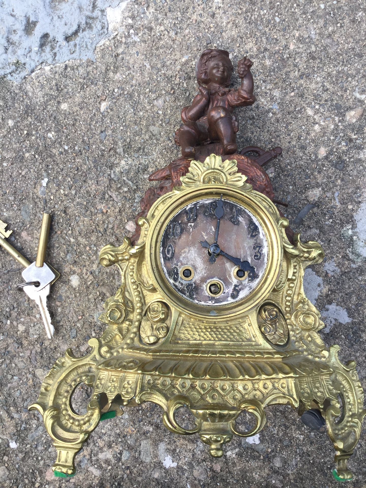 Brass antique Victorian clock