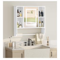 Bathroom Wall Cabinet with LED light  Mirror