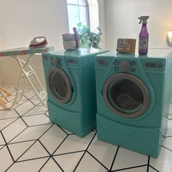 DOLL Washer and Dryer w/ Hamper, Drying Rack, Iron + Board