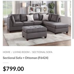 Gray Sectional Sofa With Ottoman