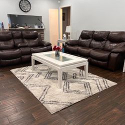 Coffee Table With 2 Side Tables. Leather Couches With Free Dinning Table