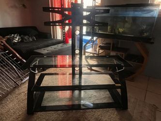 3 tier glass TV stand with mount all screws included no cracks in glass sizes up to 50x to 65x