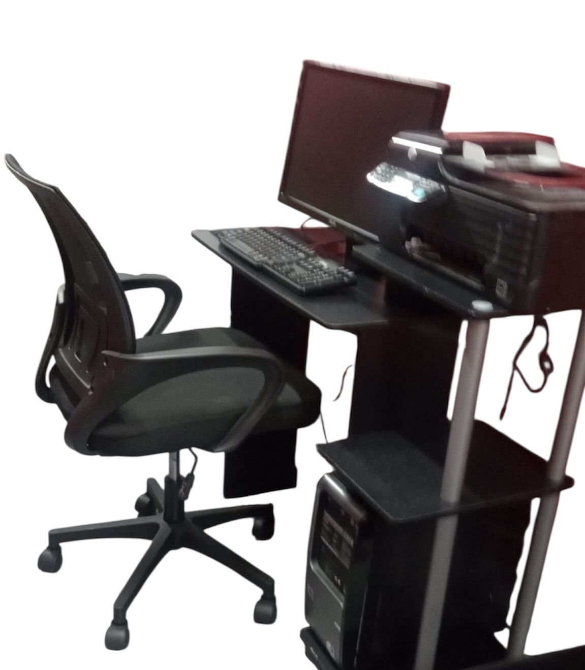 Computer, Monitor, Printer /fax Machine, Chair