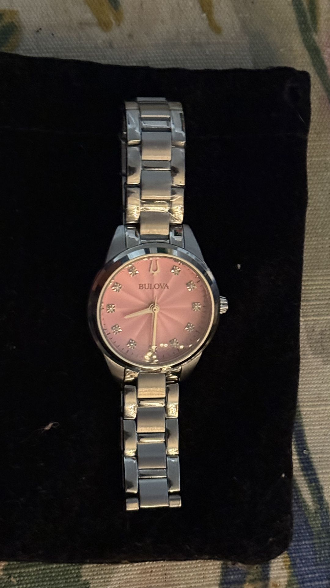 Bulova Classic Womens Diamond Accent Silver Tone Stainless Steel Bracelet Watch