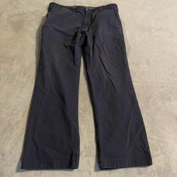 Duluth Trading Co Mens Relaxed Fit Chino Pants Navy Blue 38x32 Cotton Stretch