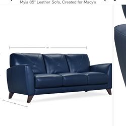 Macy’s Miya Leather Sofa, Loveseat And Ottoman 