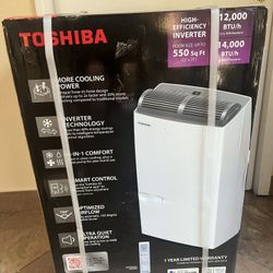Toshiba 12,000 BTU (14.000 BTU DOE) 115-Volt Inverter Wi-Fi Quiet 47 dB Portable Air Conditioner With Heat Up  To 550  SF.