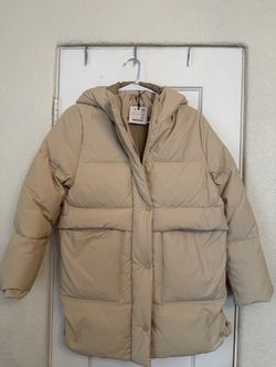 Zara Kids Beige Hooded Puffer Jacket