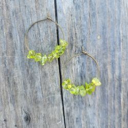 Peridot Crystal Hoop Earrings 