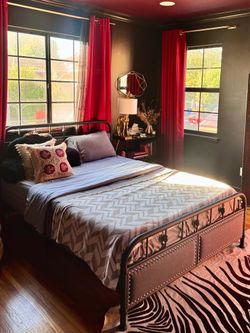 Queen Upholstered Bed Frame - Gray - Great Condition (originally over $400)