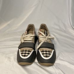 Burberry Grey & Beige Vintage Check Sneakers