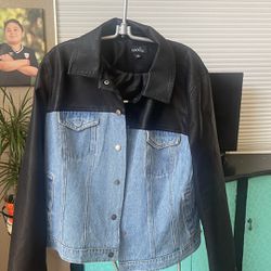 NEW denim and faux leather jacket, size large
