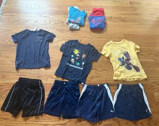 11 piece boys summer clothes and pajamas, size 6-7