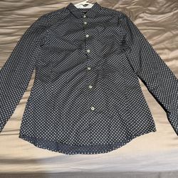 H&M Blue polka dot dress shirts SlimFit Long Sleeve Dress Shirt size S